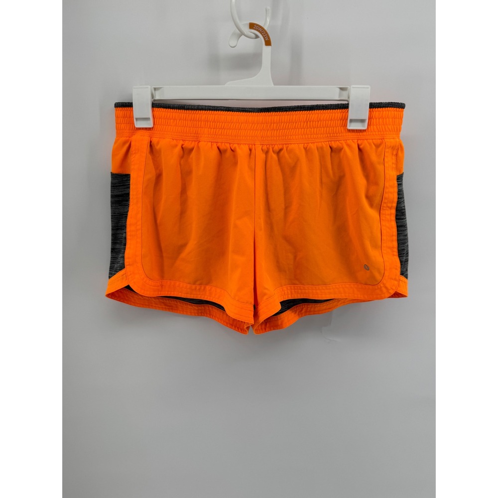 Xersion Womens Workout Neon Orange Space Dye Running Athletic Shorts Large